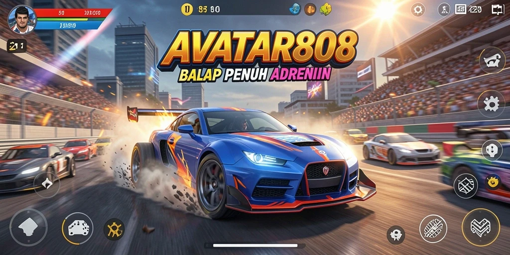 Tangkapan layar gameplay <strong>AVATAR808</strong> yang menampilkan balapan seru dan mendebarkan.