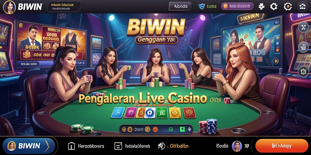 Screenshot gameplay Live Casino BIWIN yang menampilkan dealer profesional.
