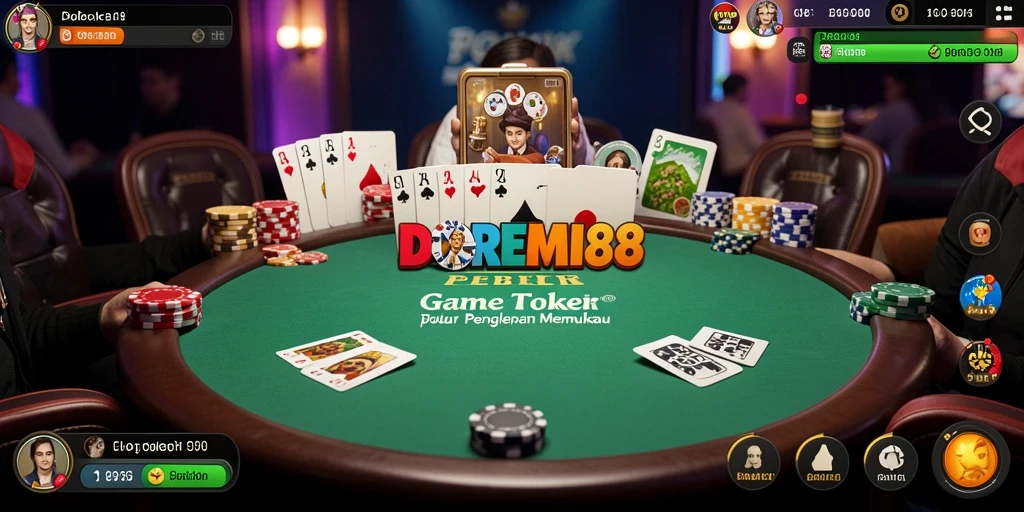Tampilan gameplay DOREMI88 dengan suasana permainan Poker yang menegangkan.