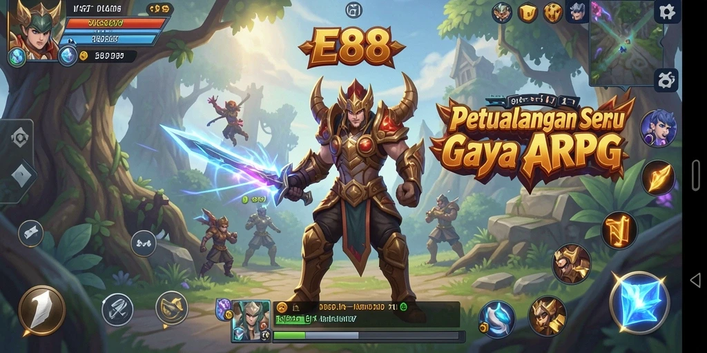 Screenshot E88 menampilkan aksi pertarungan mendebarkan di dunia fantasi.