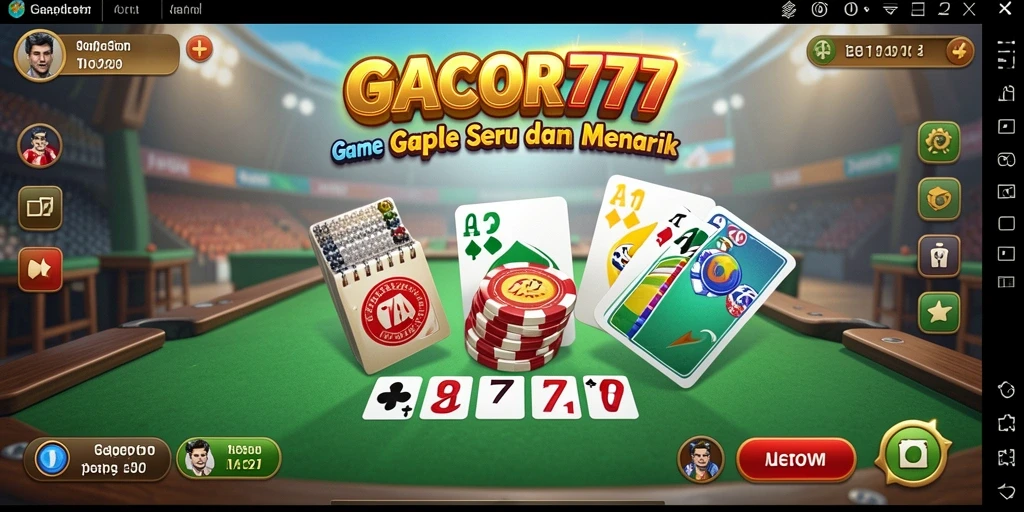 Tampilan gameplay Gaple GACOR777 yang menarik dan dinamis.