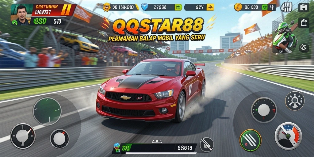 Tampilan seru gameplay balap mobil di QQSTAR88.