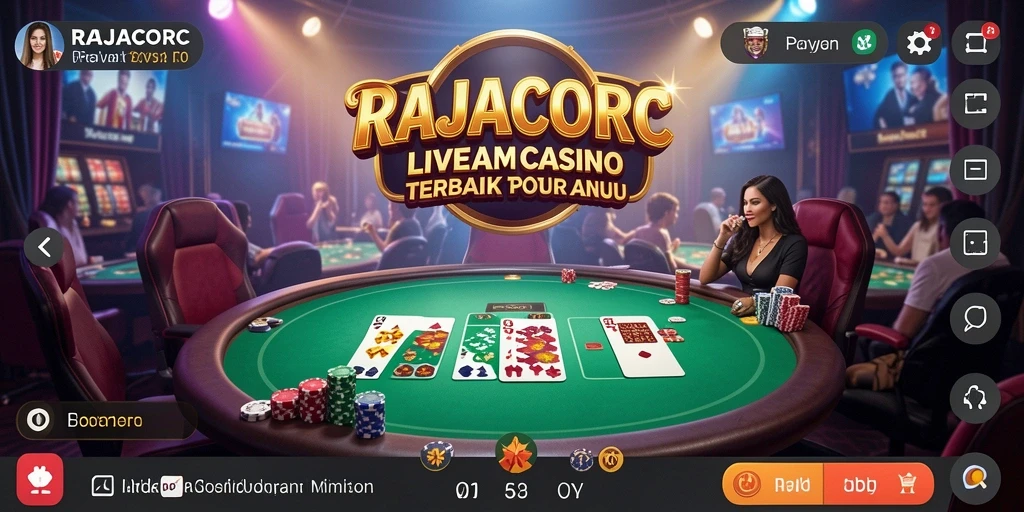 Screenshot utama RAJACORC menampilkan keseruan gameplay Live Casino.